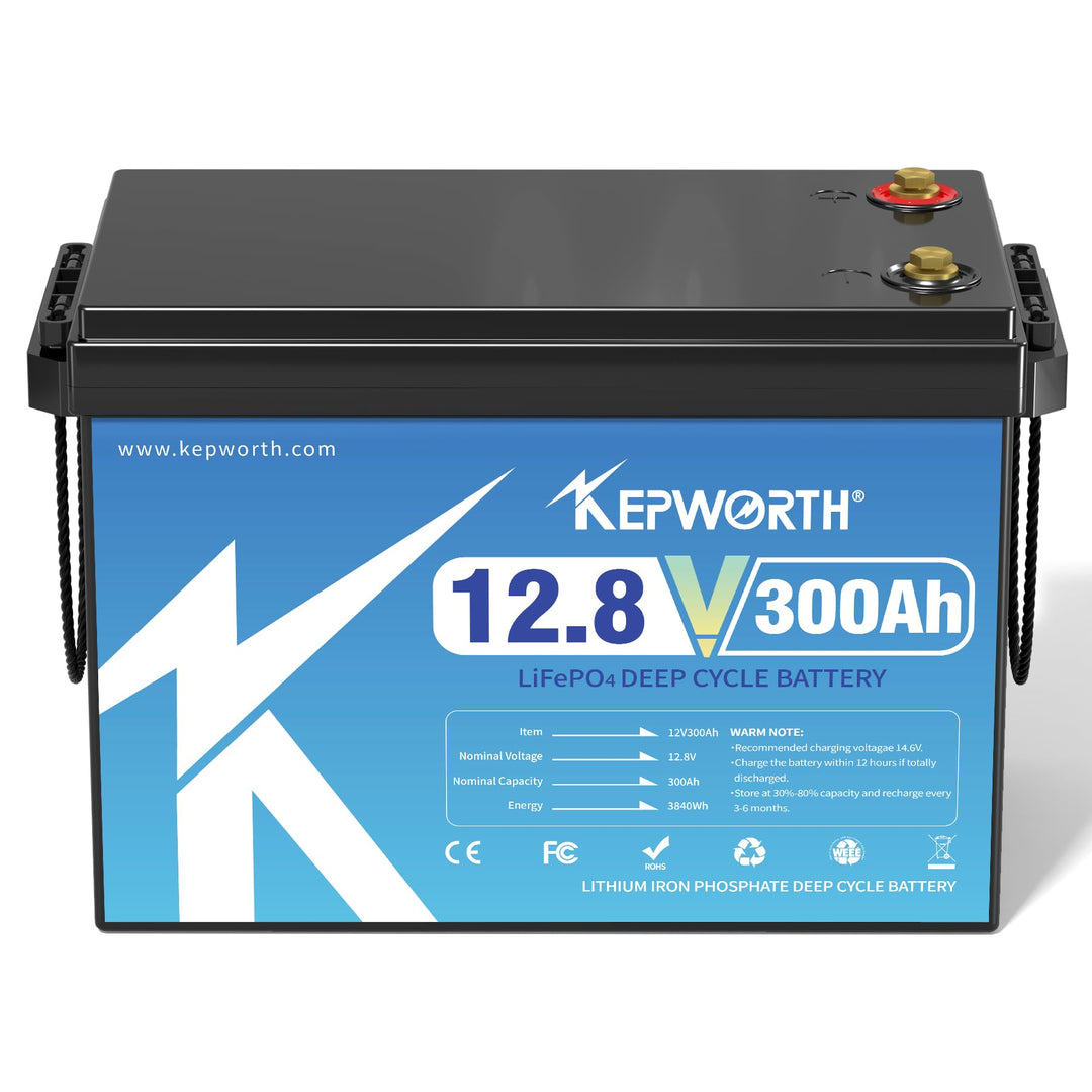 KEPWORTH LiFePO4 300Ah 12V Batterie, 3840Wh Lithium Akku mit 200A BMS, Max. 15000 Zyklen, Perfekter