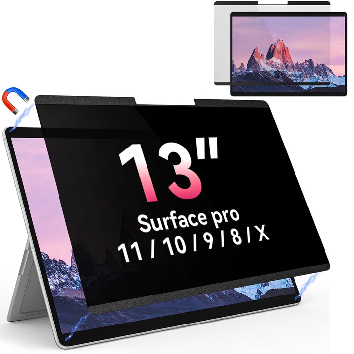 Magnetischer Blickschutzfilter für 13 Zoll Microsoft Surface Pro 11/10/9/8/X, Abnehmbar Anti Glare B