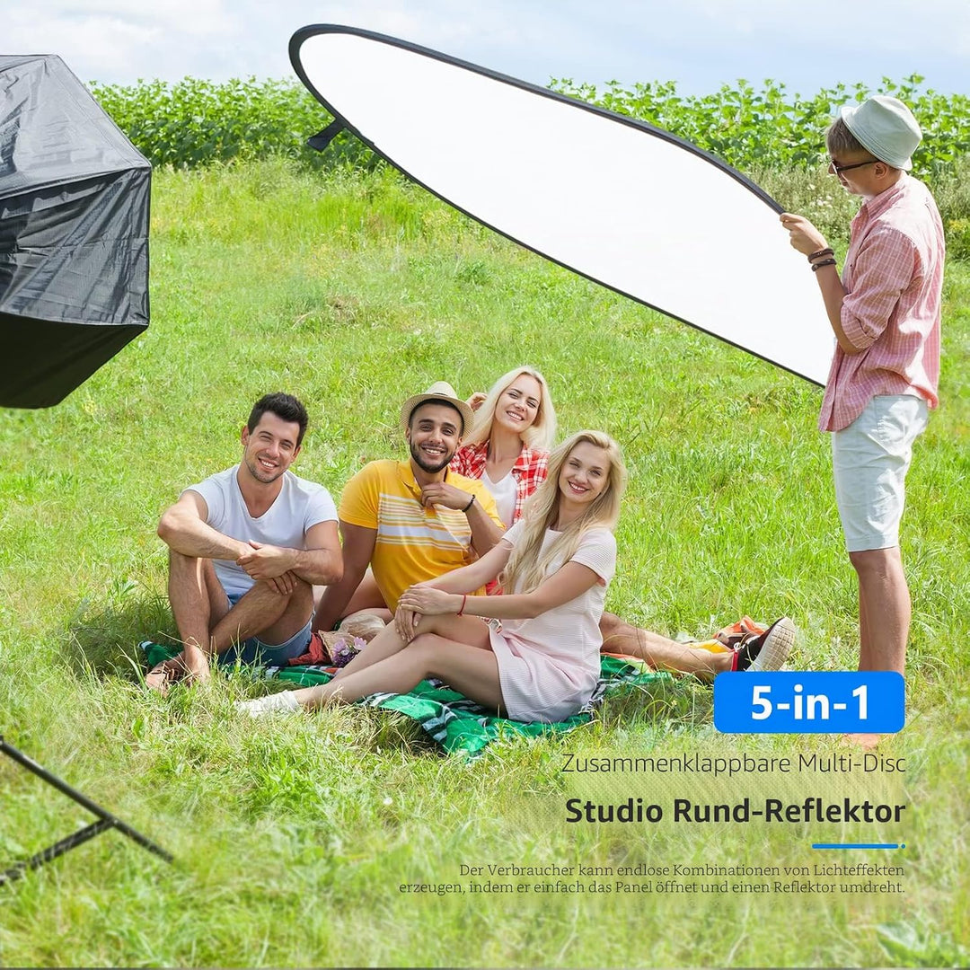 Neewer 5-in-1 tragbarer Faltbarer Multi Disk Rund Licht-Reflektor (150x200 cm (59x79 Zoll)) durchläs