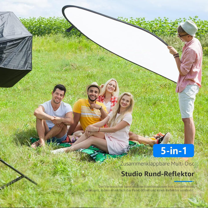 Neewer 5-in-1 tragbarer Faltbarer Multi Disk Rund Licht-Reflektor (150x200 cm (59x79 Zoll)) durchläs