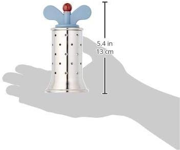 Alessi 9098 - Design Pfeffermühle mit Rippen, Edelstahl und Thermoplastisches Harz, Hellblau,8.7 x 6