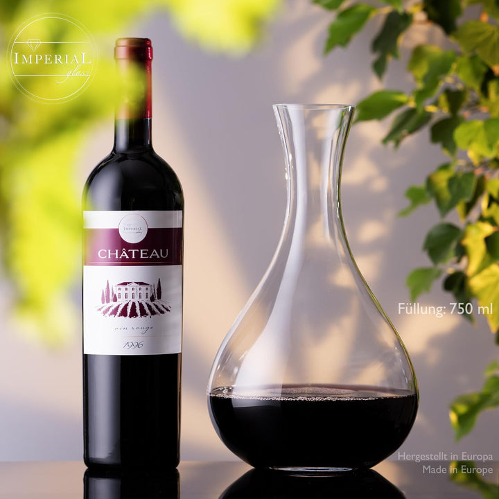 IMPERIAL Bauchiger Dekanter 1900ml Weinkaraffe aus Crystalline Glas 'Havanna' Weindekanter Handgefer