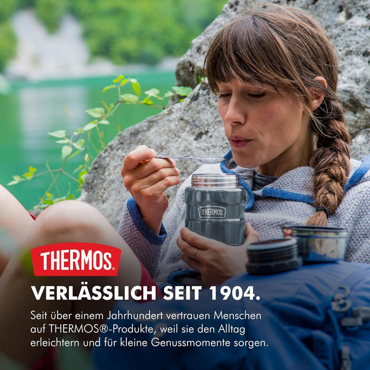 THERMOS Thermobehälter gross Lunchpot Stainless King, Edelstahl mattiert 470ml, Speisegefäss für Ess