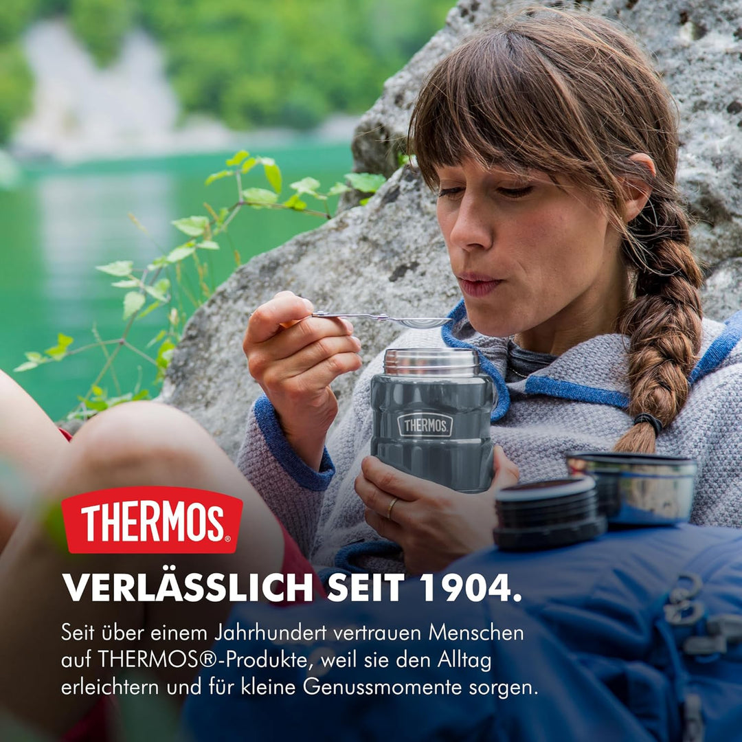 THERMOS STAINLESS KING Thermobehälter für Essen ice grey 0,47l - Edelstahl, absolut dicht, hält Spei