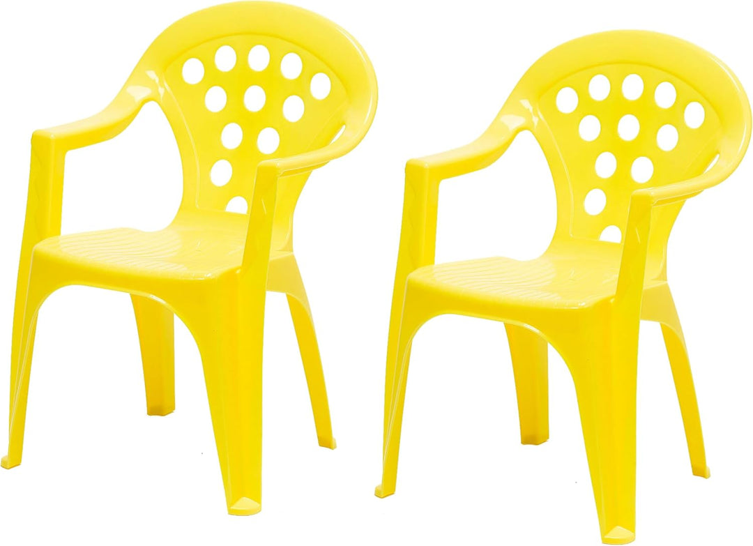 Hline Kinder Garten Sitzgruppe Tisch mit Stühlen Gartenstuhl Sessel (1 Tisch 2 Stühle gelb), 1 Tisch