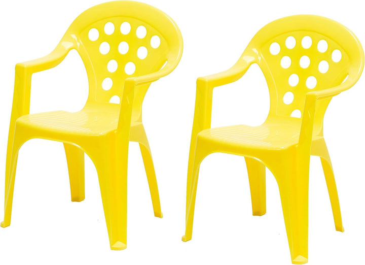 Hline Kinder Garten Sitzgruppe Tisch mit Stühlen Gartenstuhl Sessel (1 Tisch 2 Stühle gelb), 1 Tisch