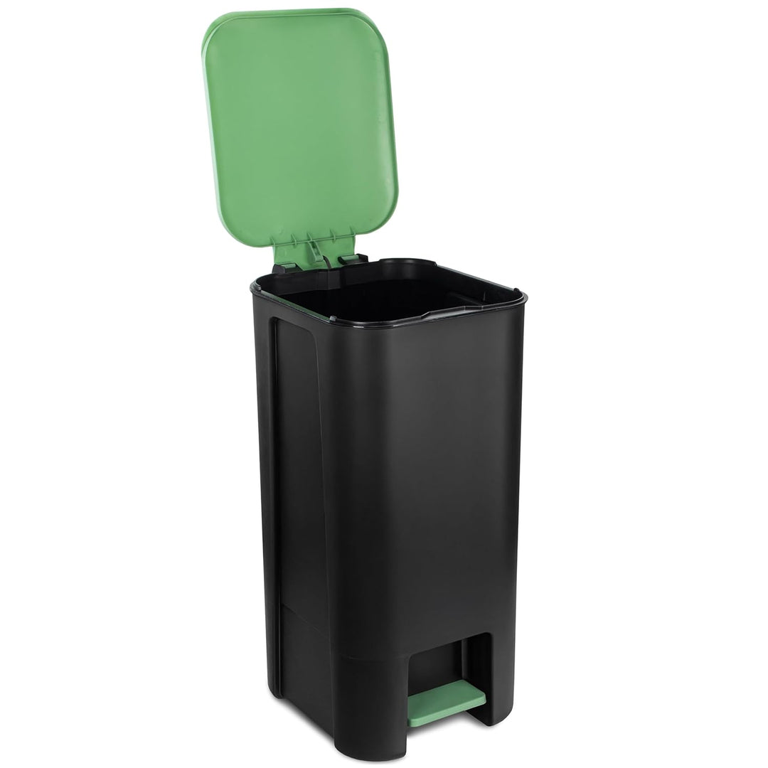 Treteimer Set 40L Grün, Tretmülleimer mit Pedal, Mülleimer, Mülltrennsystem für Glas, Kunststoff, Kü