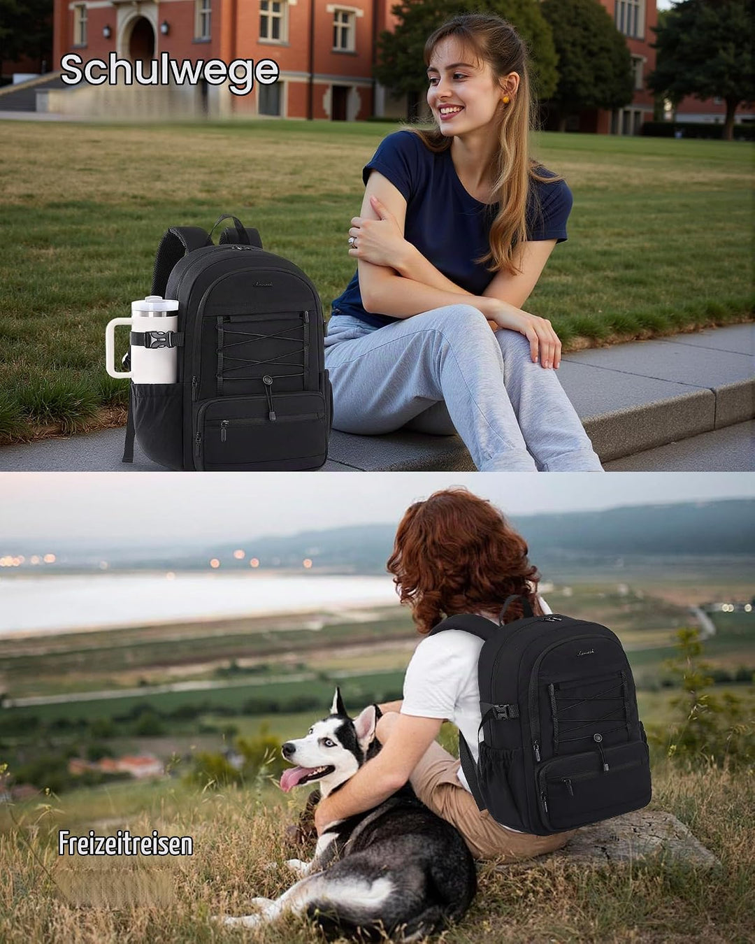 LOVEVOOK Laptop Rucksack Damen, 17,3 Zoll Schulrucksack Teenager Mädchen Schultasche Wasserdicht Tra
