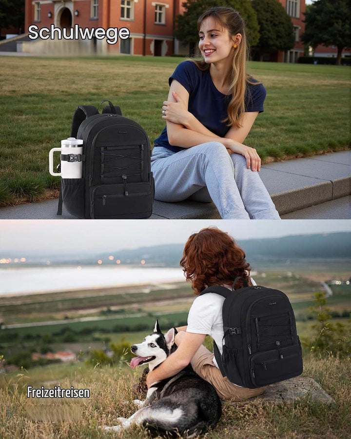 LOVEVOOK Laptop Rucksack Damen, 17,3 Zoll Schulrucksack Teenager Mädchen Schultasche Wasserdicht Tra
