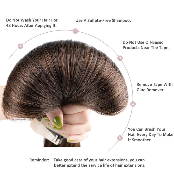 Tape Extensions Echthaar 40stück 80g Kastanienbraun 100% Natürliche Echthaar Extensions Tape Remy Ha