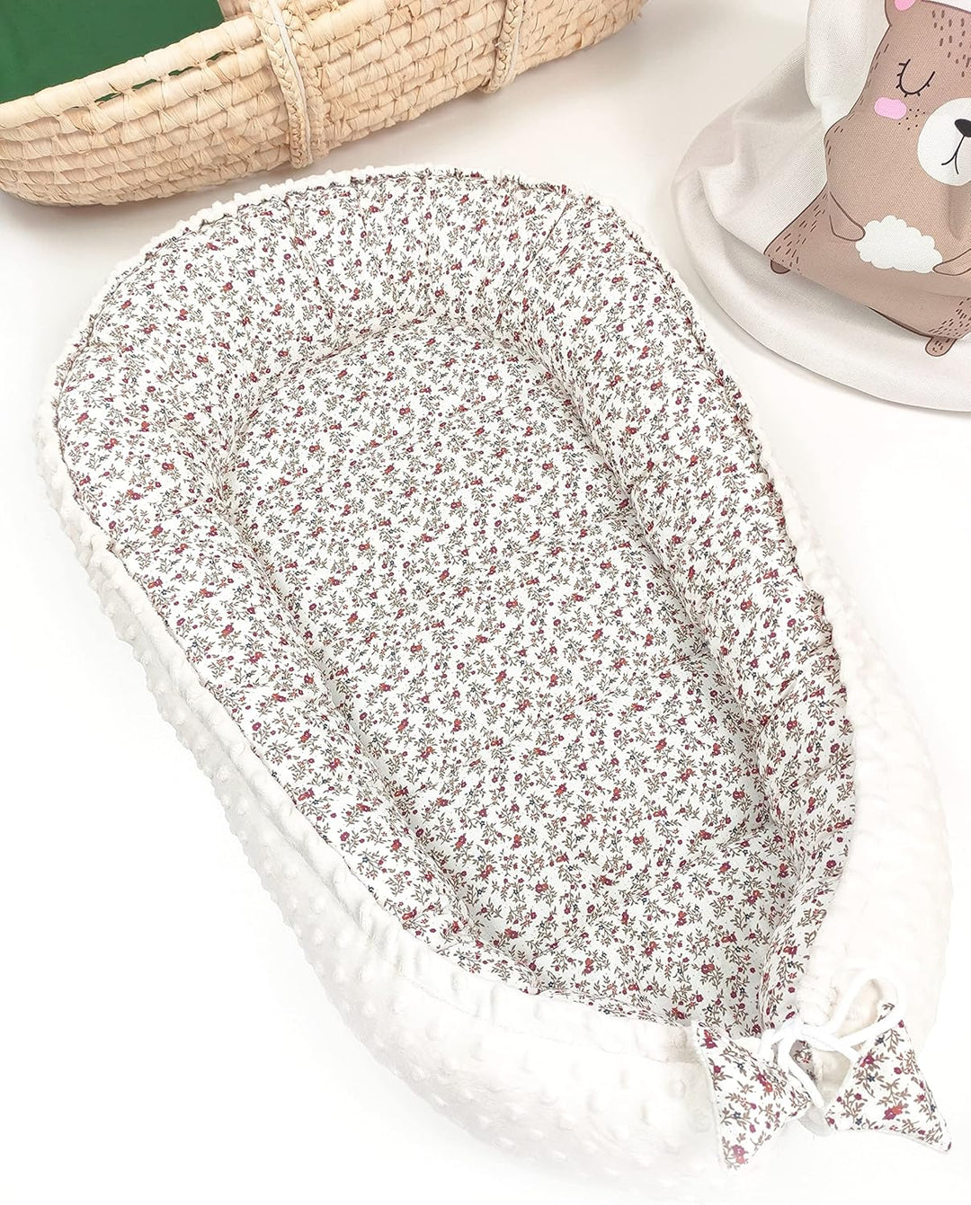 PIMKO Babynest 2seitig Minky Babynestchen für Baby Kuschelnest Babykokon für Säuglinge und Neugebore