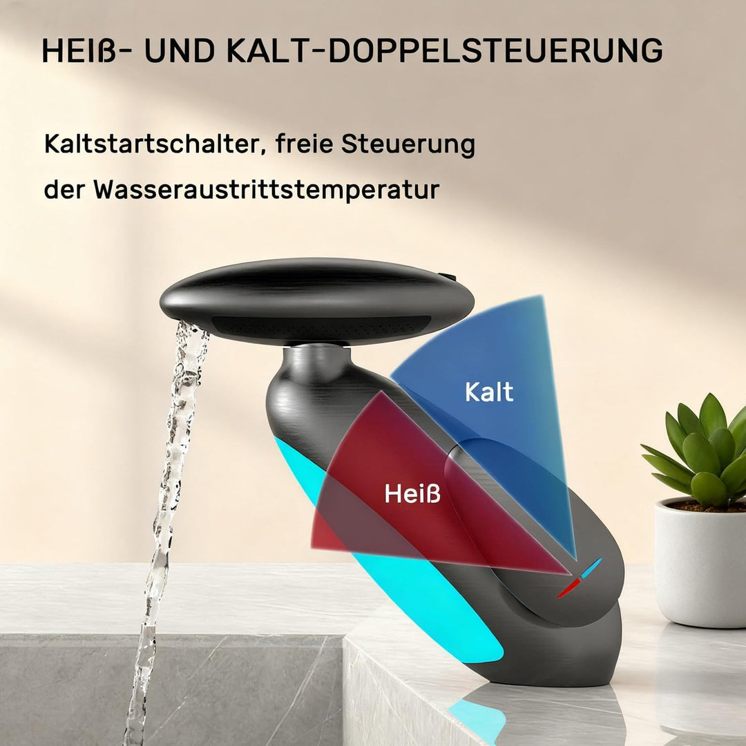 Wasserhahn Bad mit Ausziehbar Brause, Armatur Badezimmer mit 4 Strahlarten, 360° Drehbar badezimmer