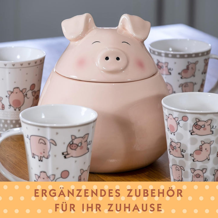 SPOTTED DOG GIFT COMPANY - Keksdose Keramik, Vorratsdose 1.6L mit Deckel, Schwein Küche Deko und Ges