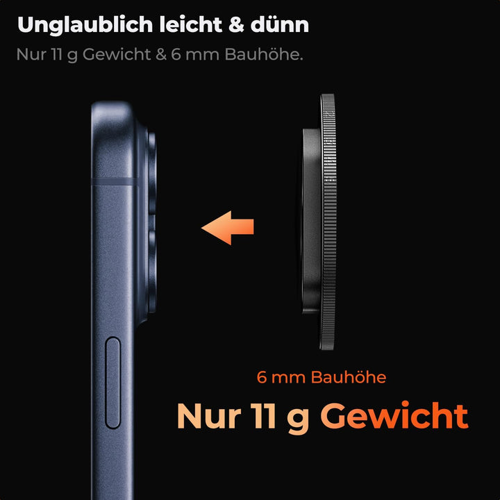 K&F CONCEPT FA301 Snap-On ND2-32 Filter kompatibel mit iPhone 17 Pro/Pro Max, 11,2g extrem Leichter