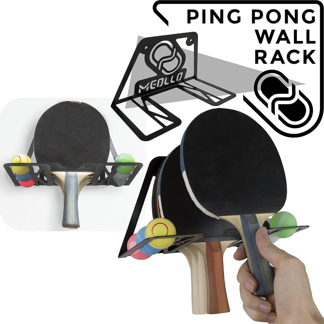 MEOLLO Tischtennisschläger Wandhalterung (100% Stahl) Schwarz, Schwarz