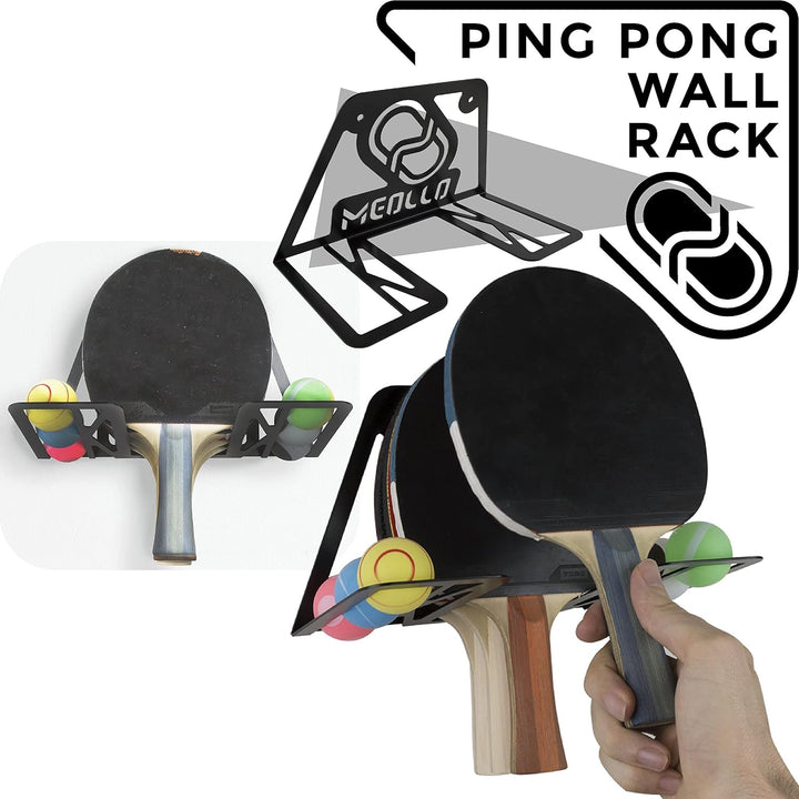 MEOLLO Tischtennisschläger Wandhalterung (100% Stahl) Schwarz, Schwarz
