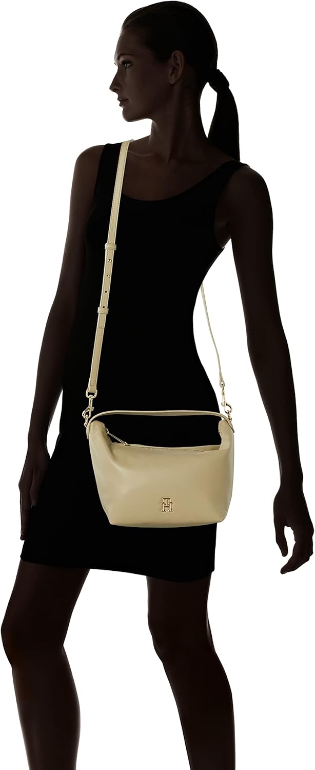 Tommy Hilfiger Damen Umhängetasche TH Casual Shoulder Bag Klein, Beige, Einheitsgrösse
