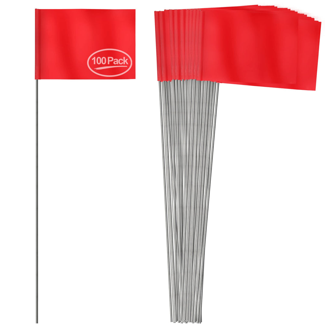 Anley Stake Flags – 10 x 13 cm Vinyl-Markierungsfahnen mit 38,1 cm Stahlstange – Landschaftsbau, unt