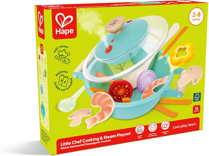 Hape Kleiner Küchenchef Dampfgarer - Küchenzubehör und Kochspielzeug, Dampfgarer mit realistischem S