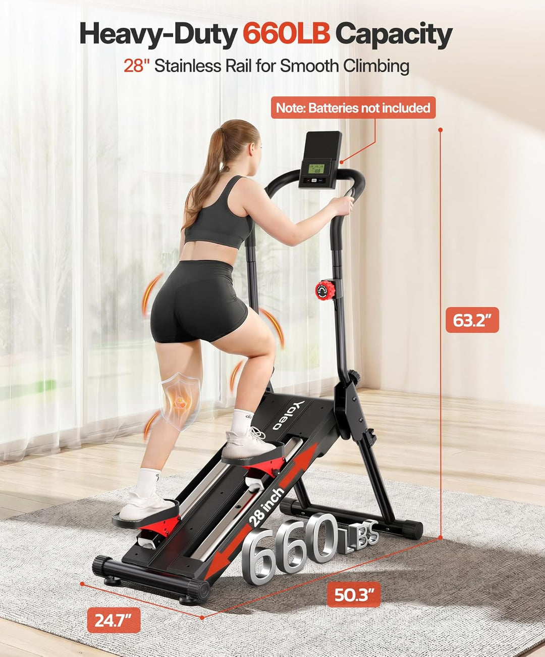 YOLEO Magnetischer Stair Stepper für Zuhause, 16 Widerstandsstufen, klappbar, leise, 71 cm Schrittlä