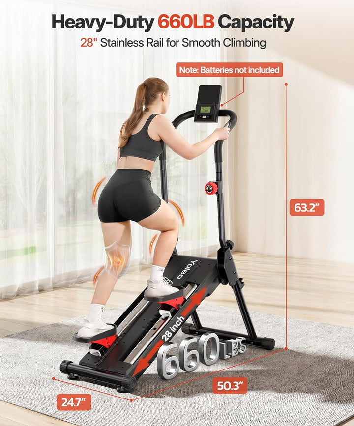 YOLEO Magnetischer Stair Stepper für Zuhause, 16 Widerstandsstufen, klappbar, leise, 71 cm Schrittlä