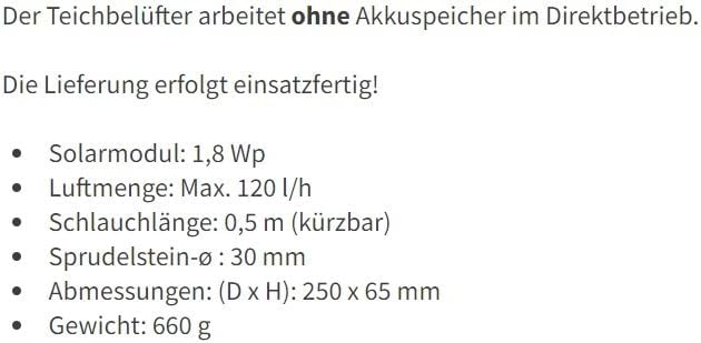 Esotec 1366964 Floating Air 101875 Schwimmender Solarteichbeluefter 120 l/h, (Ø x H) 250 mm x 65 mm