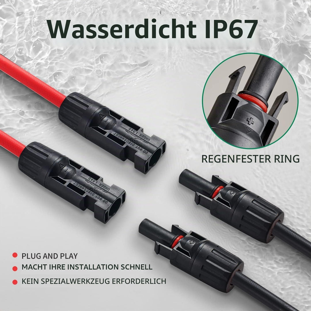 GENORTH Solar kabel 6mm² Y-Stecker Solarstecker Y-Verteiler 5 Paar 10AWG Solarpanel Kabel PV MMF + F