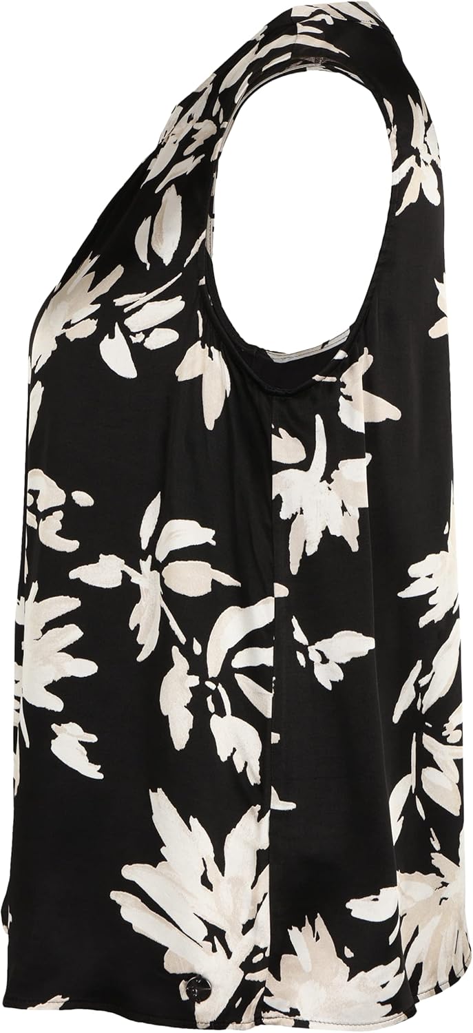 Tamaris Damen AVEIRO AOP Gewebtes Rundhalsausschnitt Top, Black Flower Aop