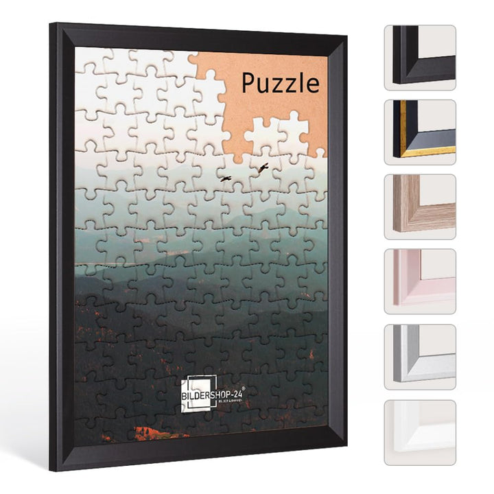 Bildershop-24 Puzzlerahmen PRIO 50x70cm Schwarz (matt) für ca. 500-1000 Teile, Schwarz (Matt)