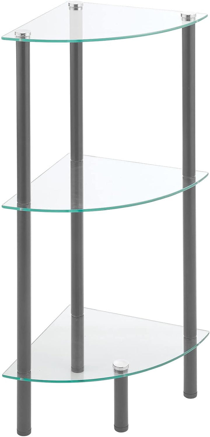 mDesign modernes Glasregal – stilvolles Eckregal aus Glas mit 3 Ebenen – Elegantes Ablageregal für B