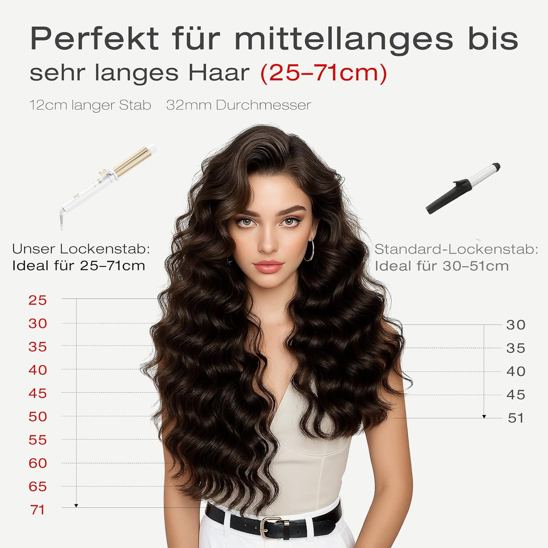 ANLAN Lockenstab Automatisch, 32mm Lockenstab Grosse Locken mit 4 Temperaturstufen (160–220°C), Kera