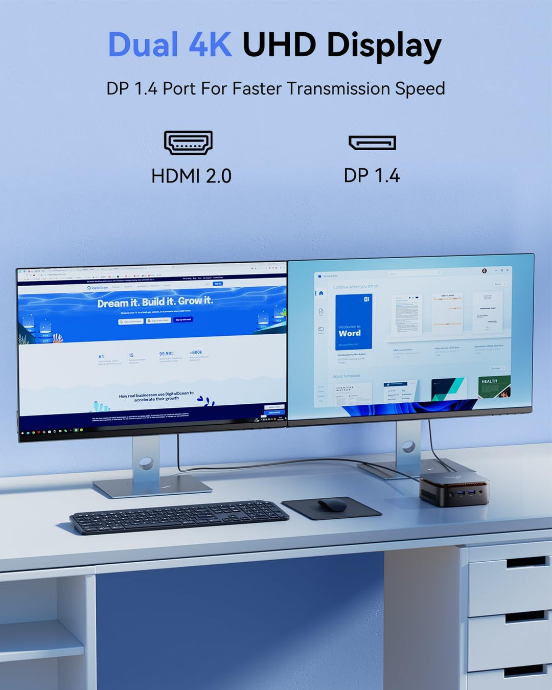 NiPoGi Mini PC Ιntel 12. Gen Alder Lake-N N100(Bis zu 3.4GHz) 16GB DDR4/512GB M.2 SSD,Mini Desktop P