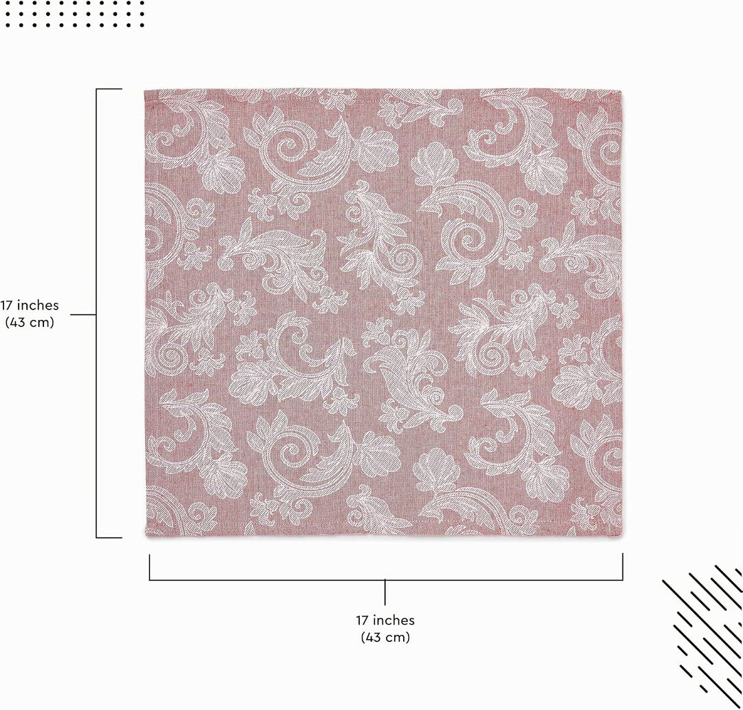 Encasa XO Esstisch Servietten Set von 12 I Grösse 45x45 cm I Blumen Red Jacquard -Stil Druck Auf Hau