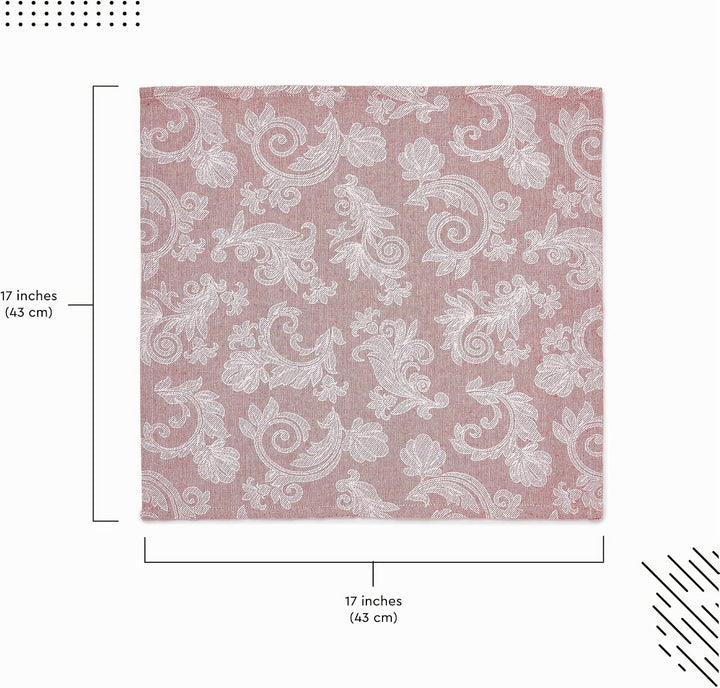 Encasa XO Esstisch Servietten Set von 12 I Grösse 45x45 cm I Blumen Red Jacquard -Stil Druck Auf Hau