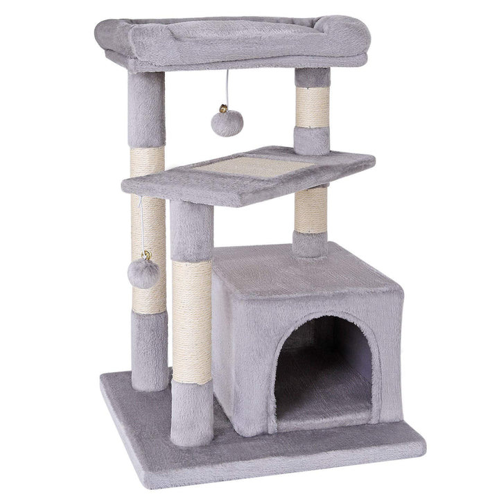 lionto Kratzbaum Kletterbaum Katzenkratzbaum Katzenbaum Höhe 75 cm, hellgrau, hellgrau
