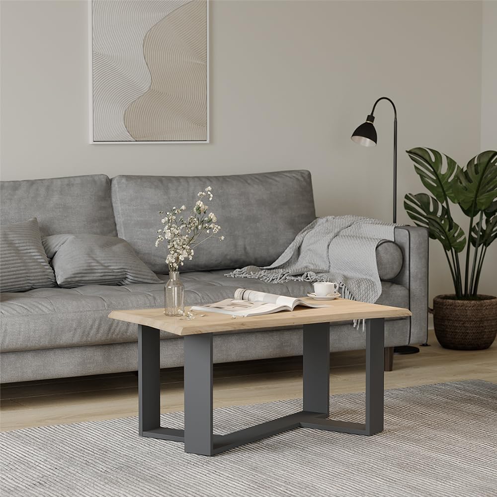 Vicco Couchtisch Sofatisch Beistelltisch Arne Baumkante Goldkraft/Anthrazit