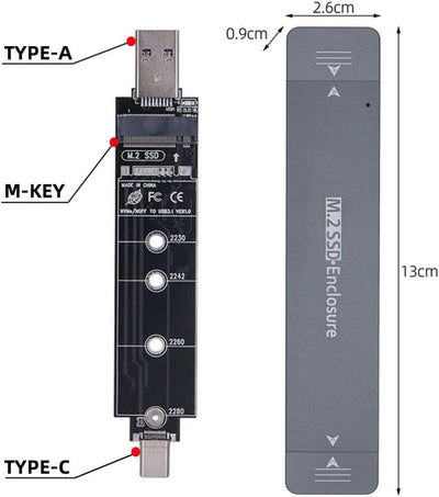 chenyang CY M.2 auf USB Adapter,NVME M-Key M.2 NGFF SATA SSD auf USB 3.0 Typ A & Typ C Combo PCBA Ge