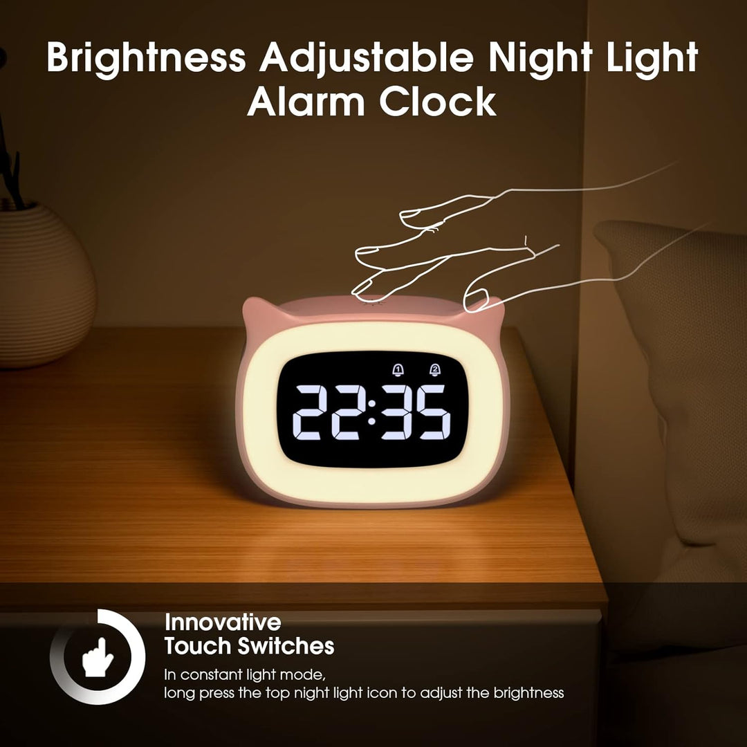 mizikuu Wecker Digital Kinder, mit Licht, Dual-Wecker, LED-Nachtlicht mädchen, Funkuhr mit Snooze Fu