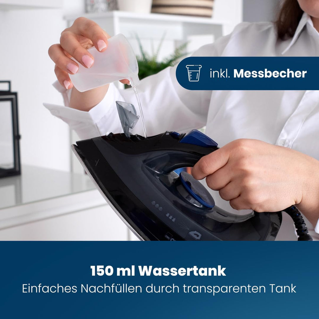 Clatronic® Dampfbügeleisen | 7 Funktionen | 150 ml Wassertank | 1800 Watt | Bügeleisen | Selbstreini