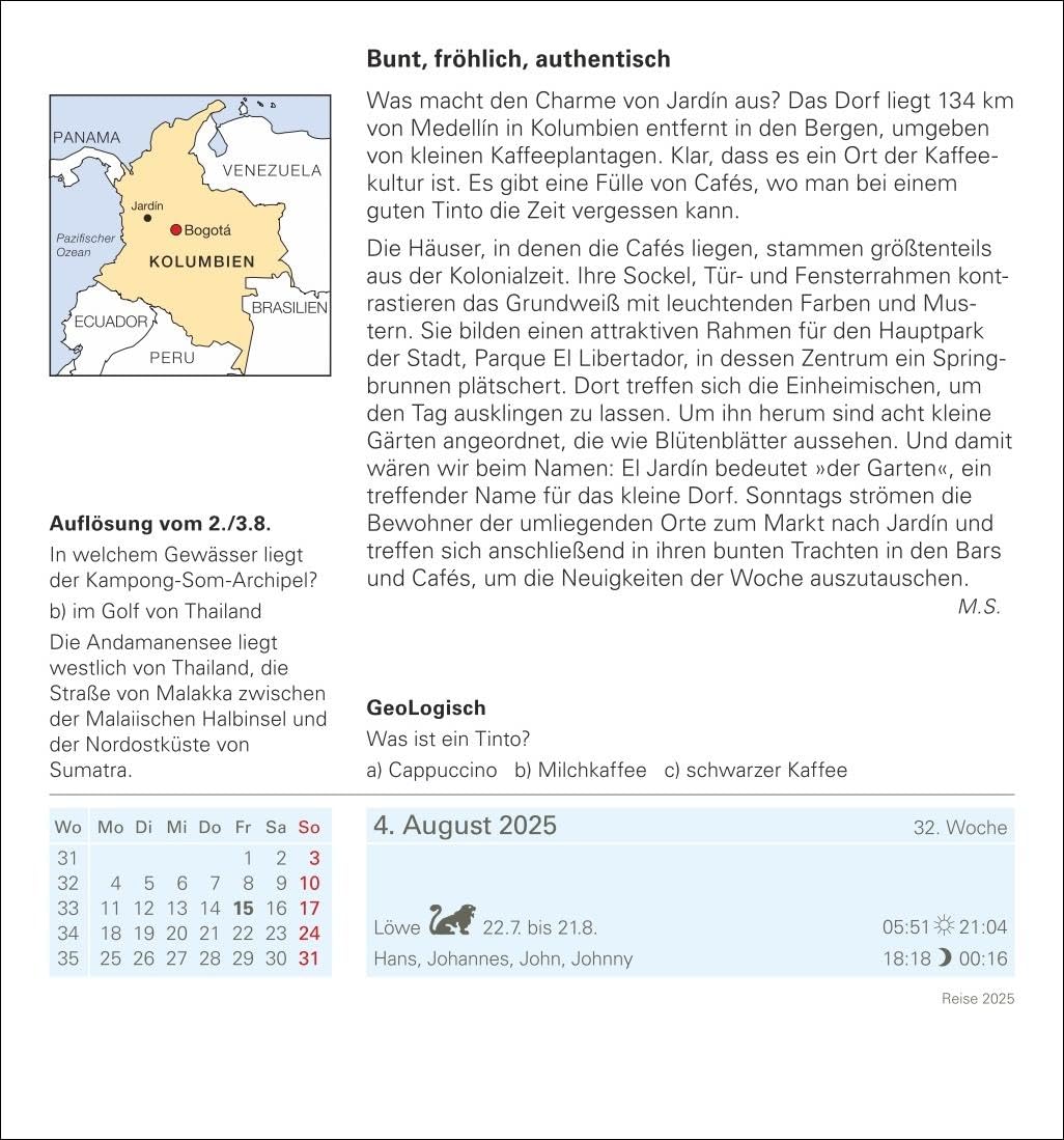 Reise Tagesabreisskalender 2025 - Kulturkalender - Städte, Menschen, Landschaften: Kalender für jede