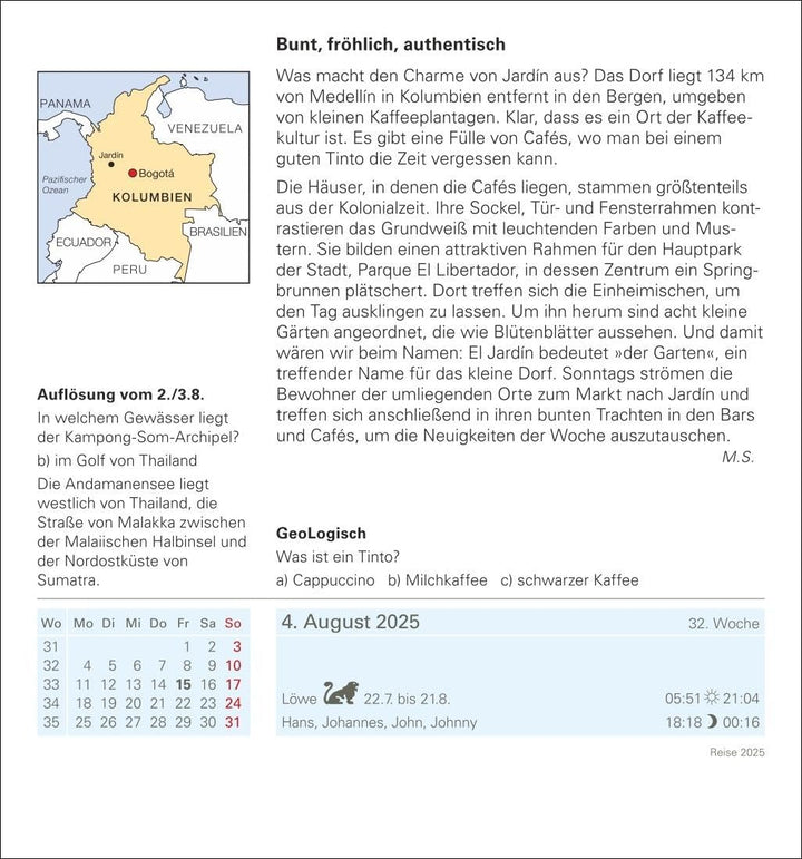 Reise Tagesabreisskalender 2025 - Kulturkalender - Städte, Menschen, Landschaften: Kalender für jede