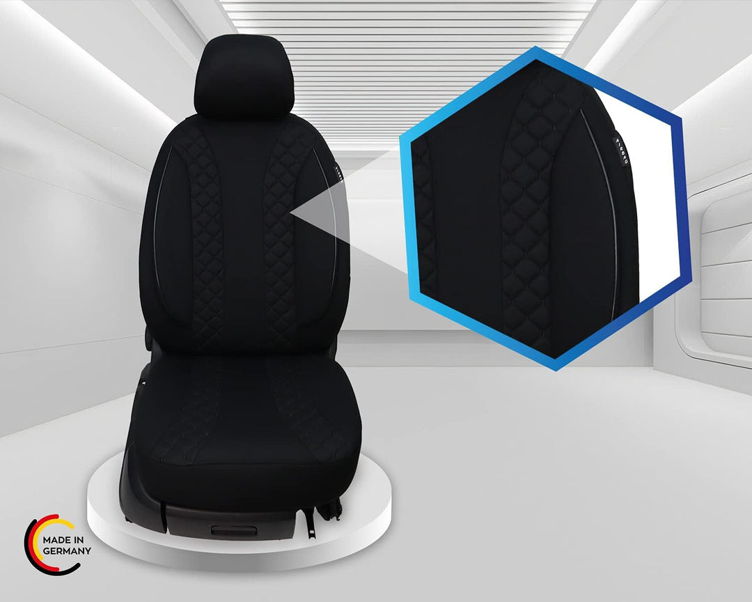 BREMER SITZBEZÜGE Mass Auto Schonbezüge kompatibel mit VW Caddy 5 Fahrer & Beifahrer Set ab 2021 / A