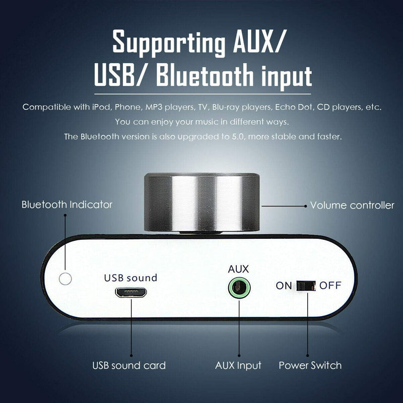 Nobsound Mini Bluetooth 5.0 Digital Power Amplifier HiFi Stereo Verstärker 2.0 Kanal 50W×2 Endstufe