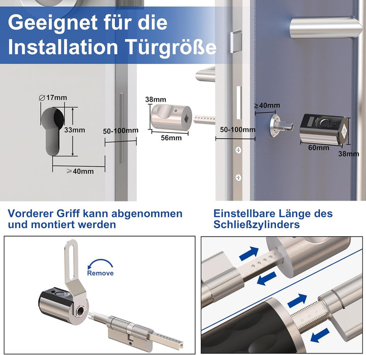WELOCK Touch63 Türschloss Fingerabdruck,mit RFID Karte,APP,WiFi,Fingerabdruck Schloss haustür IP65,E