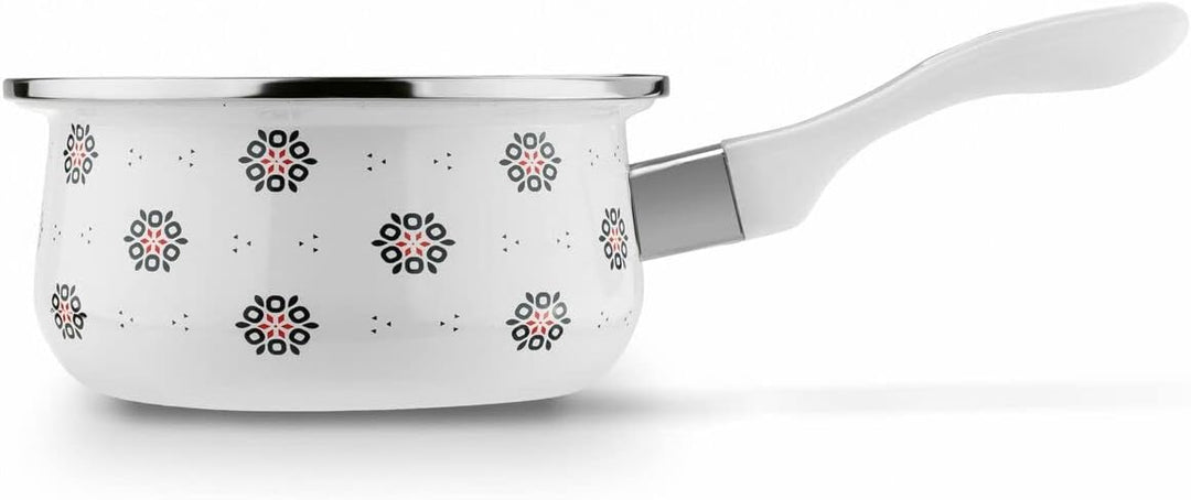 PULLMER Stielkasserolle 1L, Milchtopf, Butterpfännchen, Sossentopf, rustikales Design Milchtopf 1L,