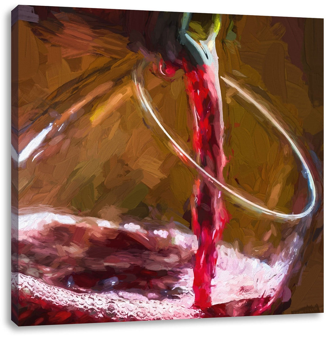 Pixxprint Rotwein einschenken als Leinwandbild/Grösse: 70x70 cm/Wandbild/Kunstdruck/fertig bespannt,