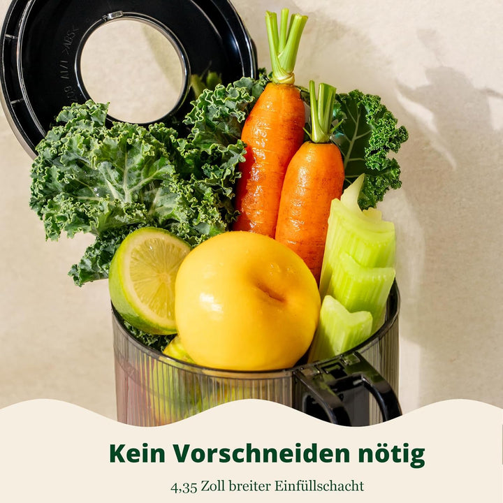 LINKChef Entsafter Slow Juicer, 115 mm Grosse Einfüllöffnung für Entsafter Gemüse und Obst Testsiege