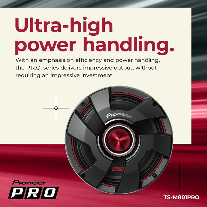 Pioneer TS-M801PRO P.R.O. Serie, 8 Zoll, 700 W maximale Leistung, Mischpulp-Kegel, hocheffizienter M