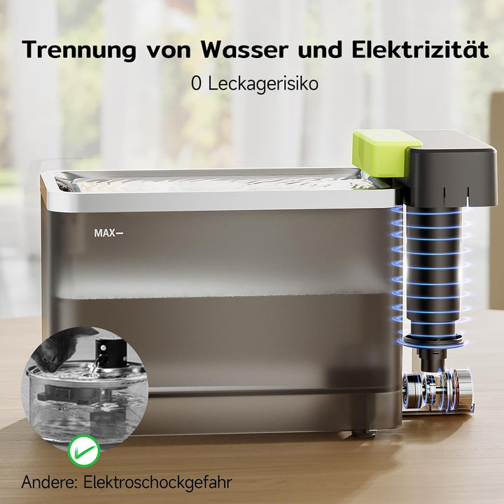 Amicura A3 Lite Trinkbrunnen für Katze mit Ultraﬁltration - 3,3L Grosser Tank, SUS316 Edelstahl-Trin