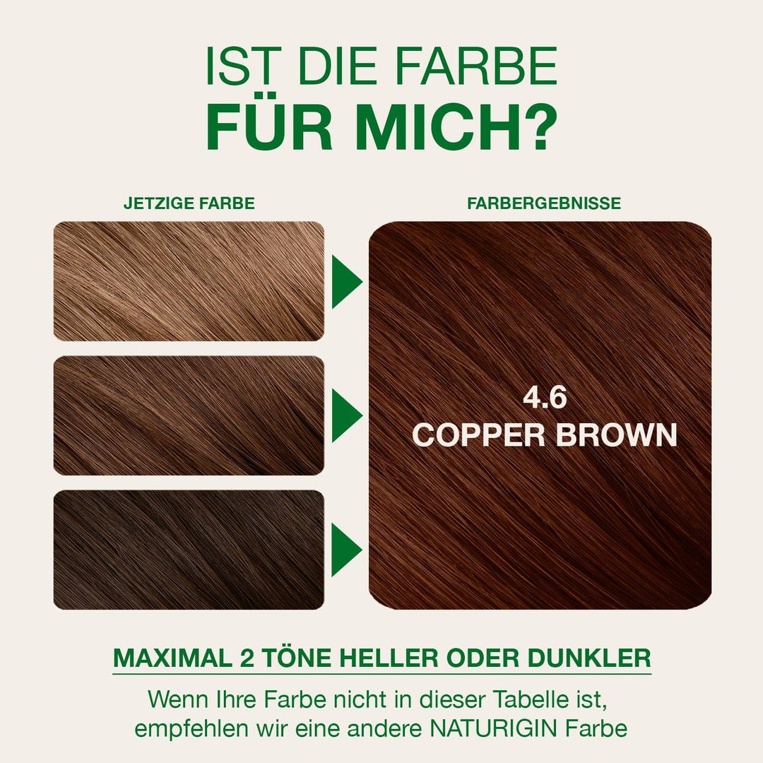 Rotbraun 4.6 permanente Haarfabe mit natürlichen Inhaltsstoffen - Ohne Ammoniak Copper Brown-4.6, Co